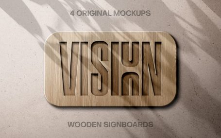 木制标志logo雕刻样机 (PSD)