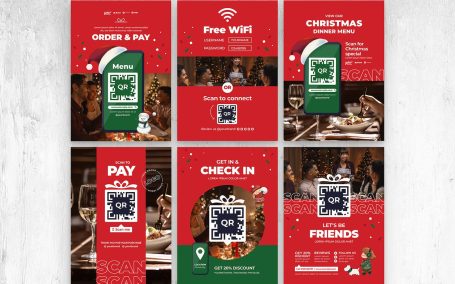 时尚高端多用途的新年圣诞节宣传单朋友圈海报设计模板-AI, EPS, PSD