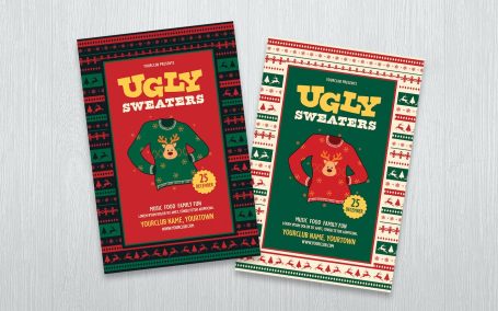 圣诞丑毛衣主题活动海报 (PSD)