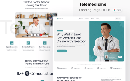 远程医疗着陆页网页模板 (FIG)