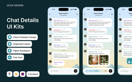 聊天详细信息UI套件 (FIG,SKETCH,XD)