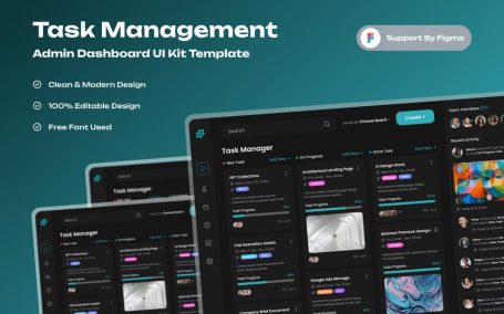 任务管理管理仪表板网页模板 (FIG)