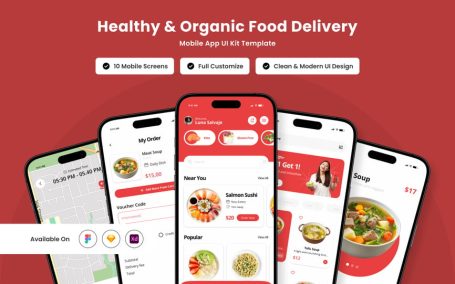 天然食品交付UI设计模板 (FIG,SKETCH,XD)