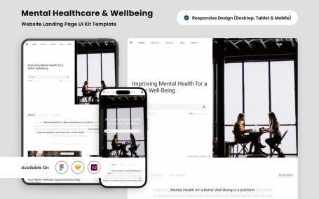 健康着陆页UI设计模板 (FIG,SKETCH,XD)