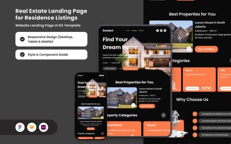 简约房地产着陆页网页模板 (FIG,SKETCH,XD)