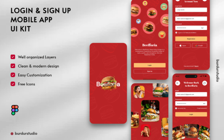 登录并注册移动应用APP UI KIT (FIG)