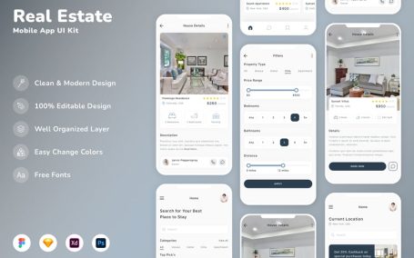 房地产移动应用APP UI KIT (SKETCH,FIG,XD)