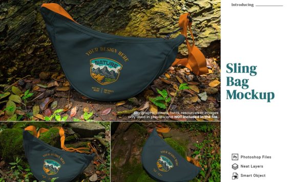 大自然主题吊带袋模型套件样机 (PSD)