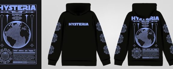 歇斯底里文字现代海报科技风格时尚印花服装素材[eps]