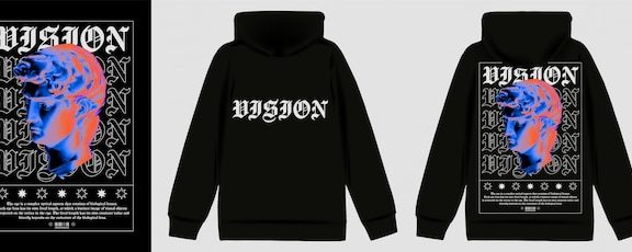 热成像器效果大卫雕像科技文本视觉印花图案服饰设计矢量素材[eps]