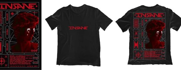 大卫雕像现代海报科技风格印花图案服饰设计矢量素材[eps]