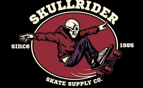 骷髅滑板徽章印花图案服饰设计矢量素材[eps]