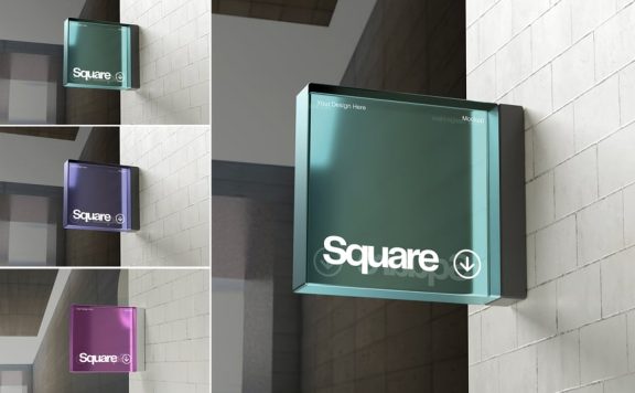 方形玻璃logo样机（PSD）