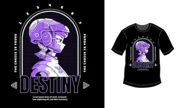 头盔女孩手绘设计插画街头服饰T恤图案素材[ai,eps]