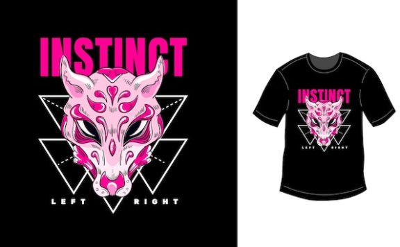 动物头手绘设计插画街头服饰T恤图案素材[ai,eps]