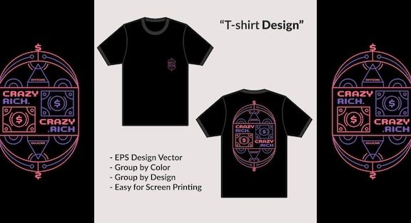 疯狂有钱概念街头服饰排版风格T恤图案素材[eps]