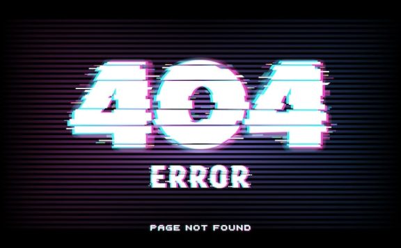 扭曲水平线和霓虹灯发光字体404错误页面素材[eps]