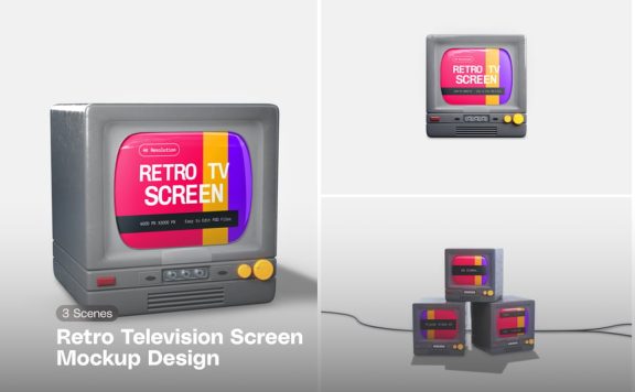 复古电视 – 模型样机 (PSD)