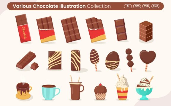 各种巧克力矢量插图集 (AI,EPS,PNG,SVG)