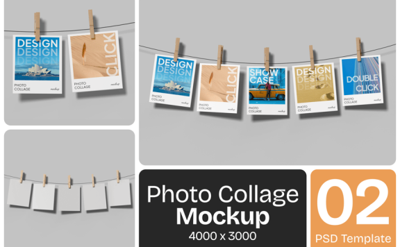 照片拼贴模型样机 (PSD)