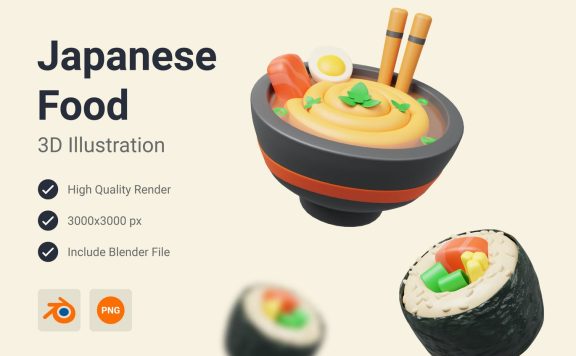 日本食品3D插图 (PNG,Blend)