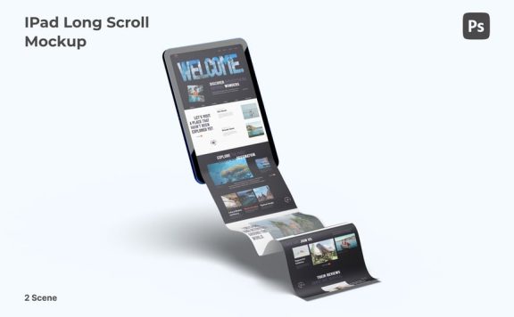 长卷轴iPad扩展屏幕模型 (PSD)