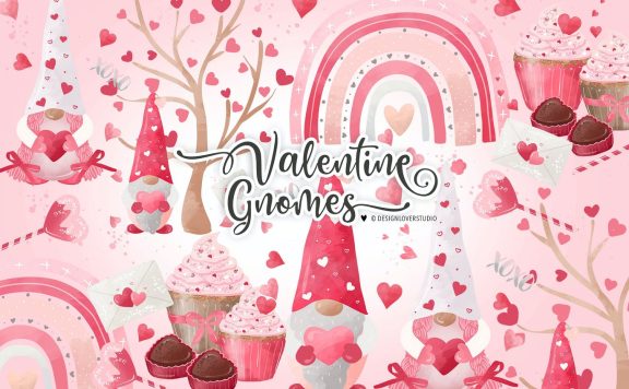 情人节彩虹风格元素 (PNG)