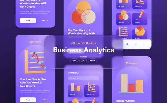 业务分析3D图标 (PNG,Blend)