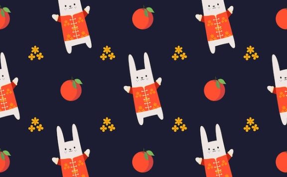 新年兔年矢量装饰动物无缝图案[eps]