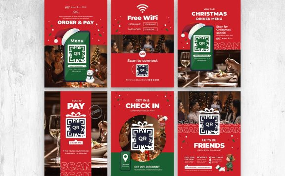 时尚高端多用途的新年圣诞节宣传单朋友圈海报设计模板-AI, EPS, PSD