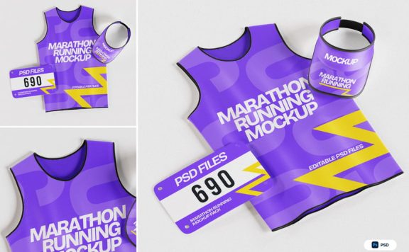 马拉松跑步模型包样机 (PSD)