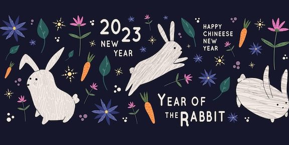 2023年兔年新年横幅Banner设计素材[eps]