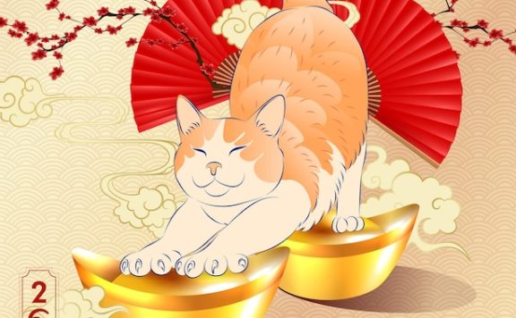 金元宝猫2023年新年快乐插画素材[eps]