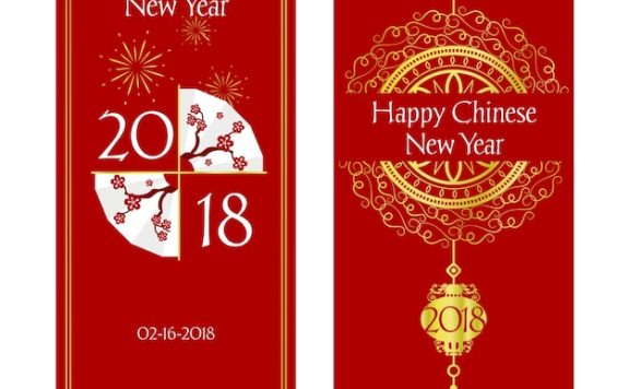 扁平设计农历新年红色横幅banner海报模板[ai,eps]