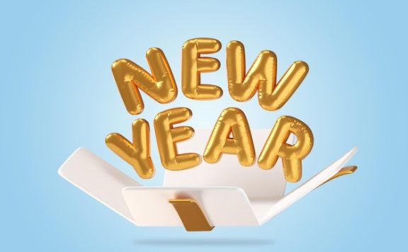 金箔气球新年3D插画素材[psd]