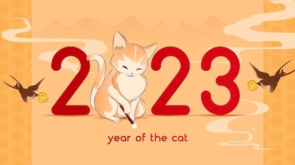 2023年新年快乐兔年插画[eps]