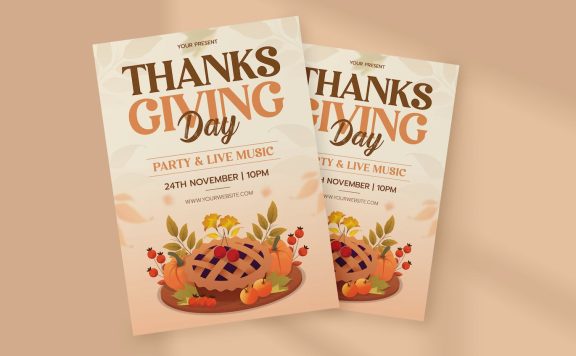 秋天感恩节海报传单模板 (PSD)