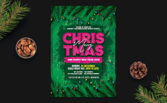 圣诞快乐庆祝传单海报模板 (PSD)