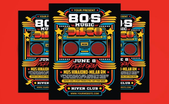 80年代复古迪斯科派对海报 (PSD)