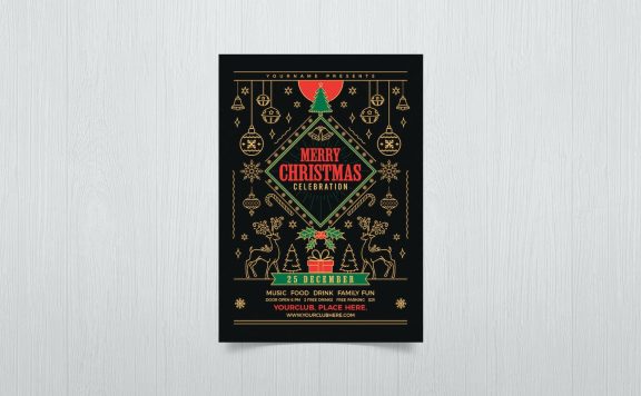 圣诞晚会派对海报传单模板 (PSD)