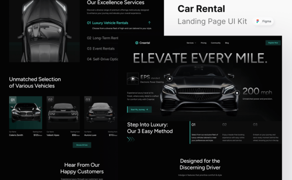 汽车租赁着陆页网页模板 (FIG)