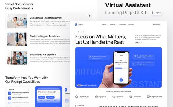 虚拟助理着陆页网页模板 (FIG)