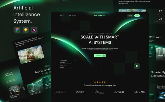 人工智能系统网站网页模板 (FIG,SKETCH,XD)