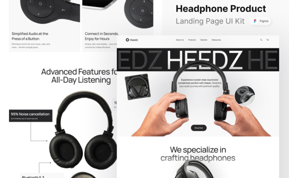 耳机产品着陆页网页模板 (FIG)
