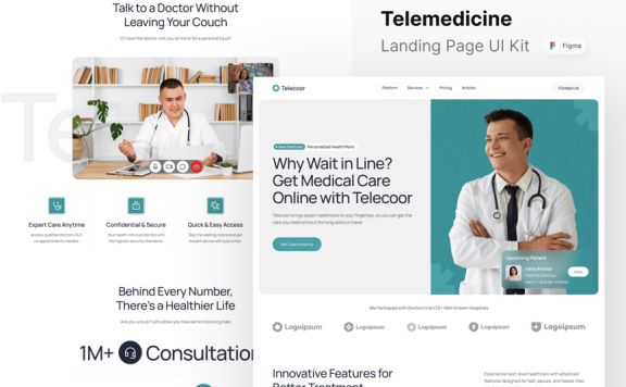 远程医疗着陆页网页模板 (FIG)