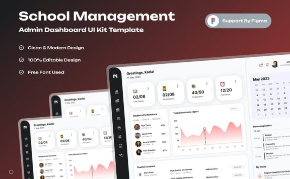 学校管理管理仪表板网页模板 (FIG)