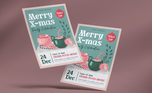 圣诞节庆祝传单海报模板 (AI,EPS,JPG,PNG)