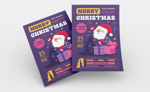 圣诞节主题圣诞老人礼品传单海报 (AI,EPS,JPG,PNG)