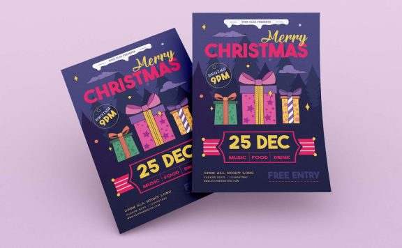 圣诞礼品活动推广海报模板 (AI,EPS,JPG,PNG)