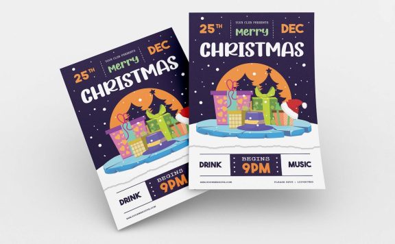 圣诞快乐礼品派对海报素材 (AI,EPS,JPG,PNG)